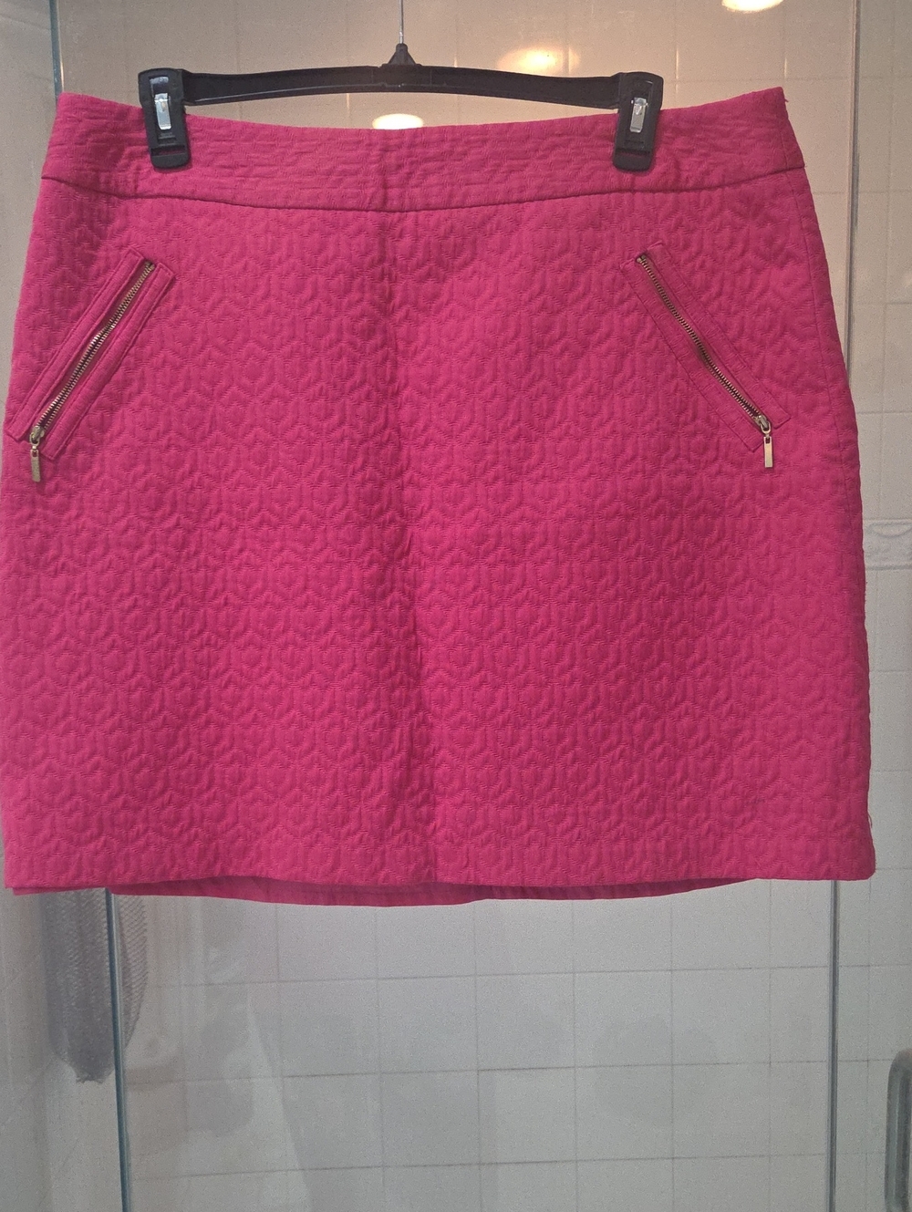 Worthington Quilted Hot Pink Mini Skirt with Zip Pocket Details